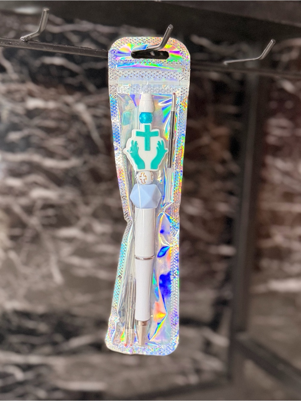 Teal Cross Focal Bead Pen
Black and Blue ink replacement